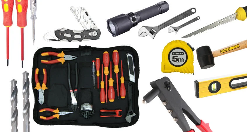 Hand Tools, tape measures, chalk lines, laser level, screwdriver