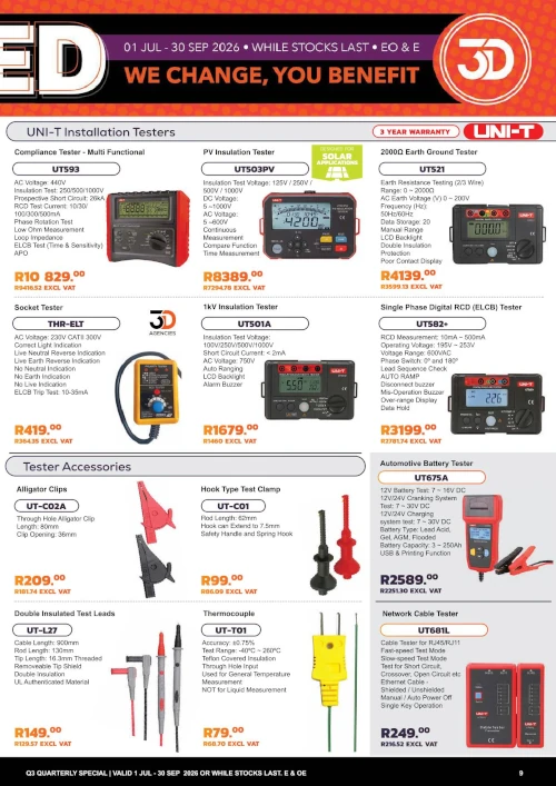 uni-t installation testers special